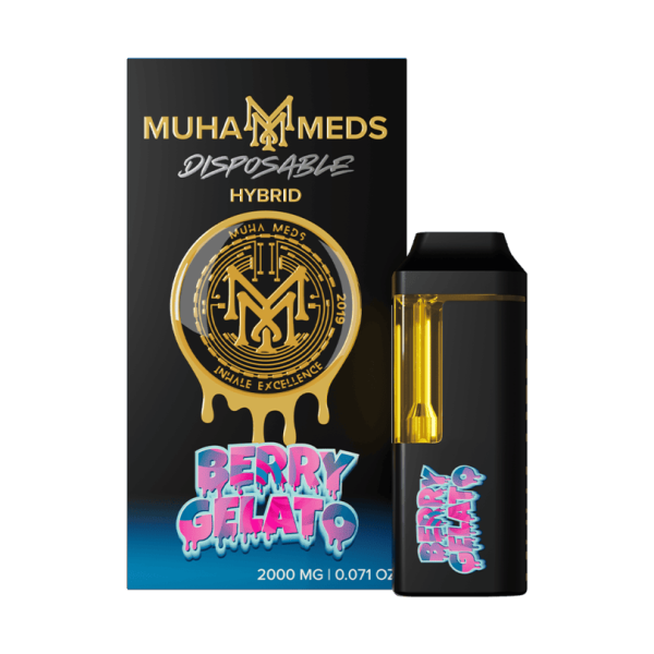 Muha Meds, THC Disposable, Berry Gelato, HYBRID 2000 MG