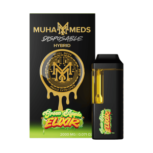 Muha Meds, THC Disposable, Green Apple Elixir, Hybrid 2000 MG