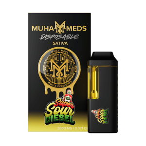 Muha Meds, THC Disposable, Super Sour Diesel, sativa 2000 MG